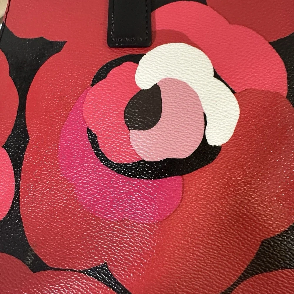 Kate Spade Ellison Avenue Satchel Bag Zip Purse Deco Rose Orient Red Floral EUC - Picture 4 of 12